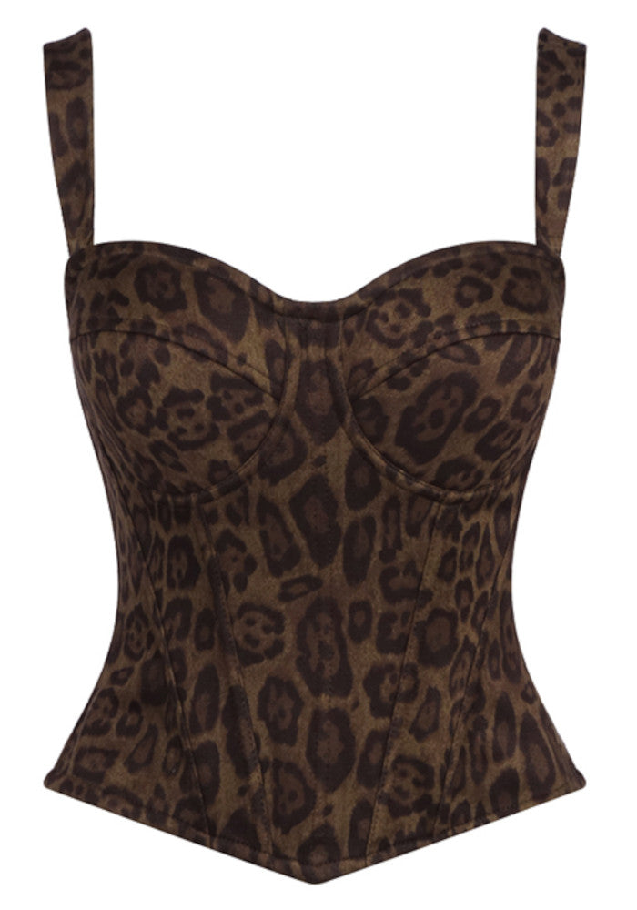 Grecia's Boutique Sweetheart Bustier Brown Leopard Print Top