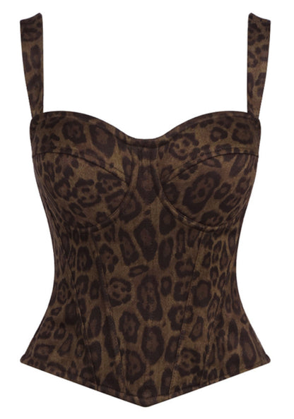 Grecia's Boutique Sweetheart Bustier Brown Leopard Print Top