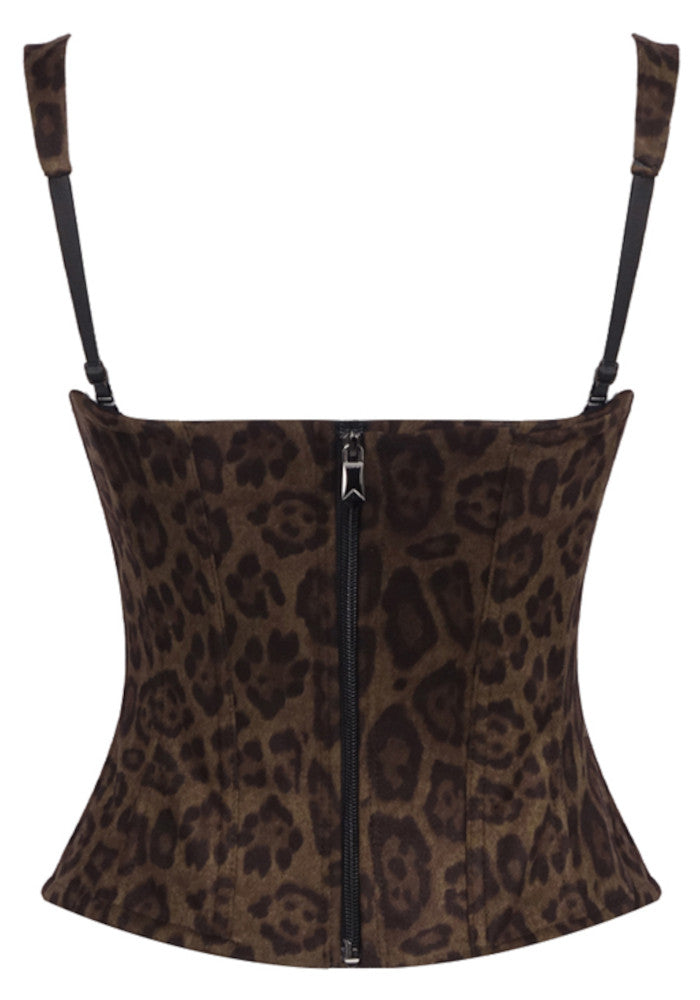 Grecia's Boutique Sweetheart Bustier Brown Leopard Print Top
