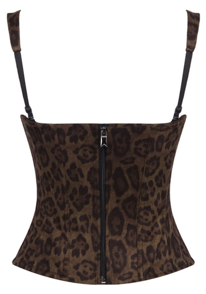 Grecia's Boutique Sweetheart Bustier Brown Leopard Print Top