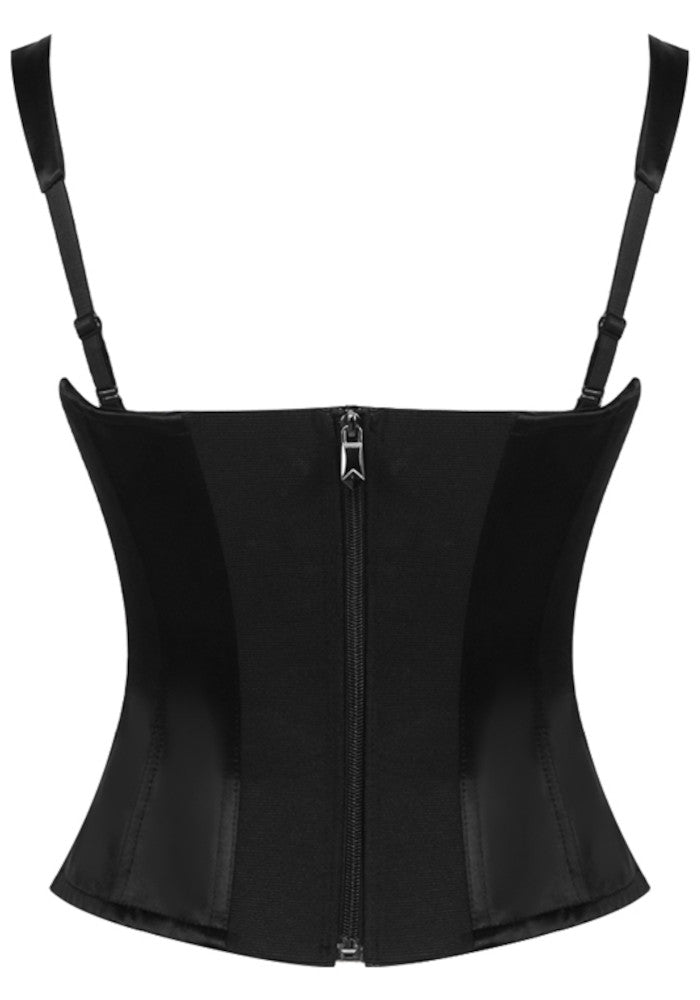 Grecia's Boutique Sweetheart Structured Bustier Black Satin Top