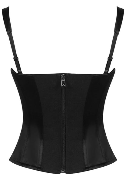 Grecia's Boutique Sweetheart Structured Bustier Black Satin Top