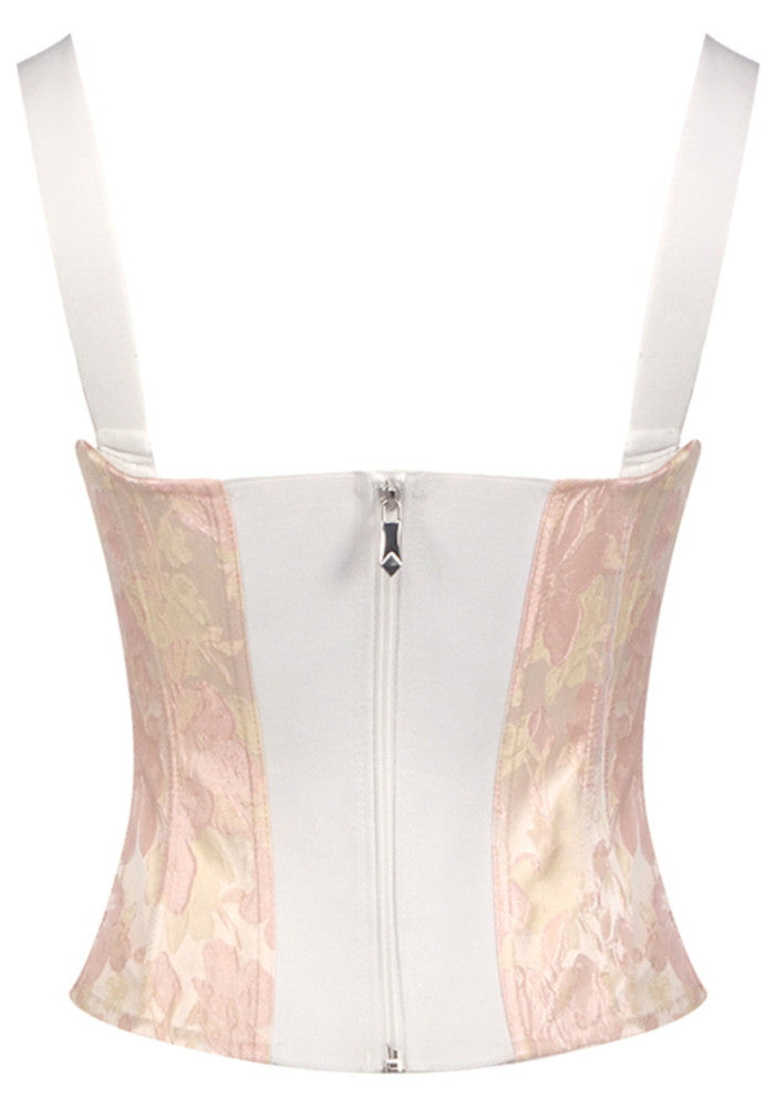 Grecia's Boutique Sweetheart Structured Bustier Pink Floral Top