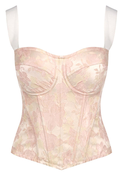 Grecia's Boutique Sweetheart Structured Bustier Pink Floral Top